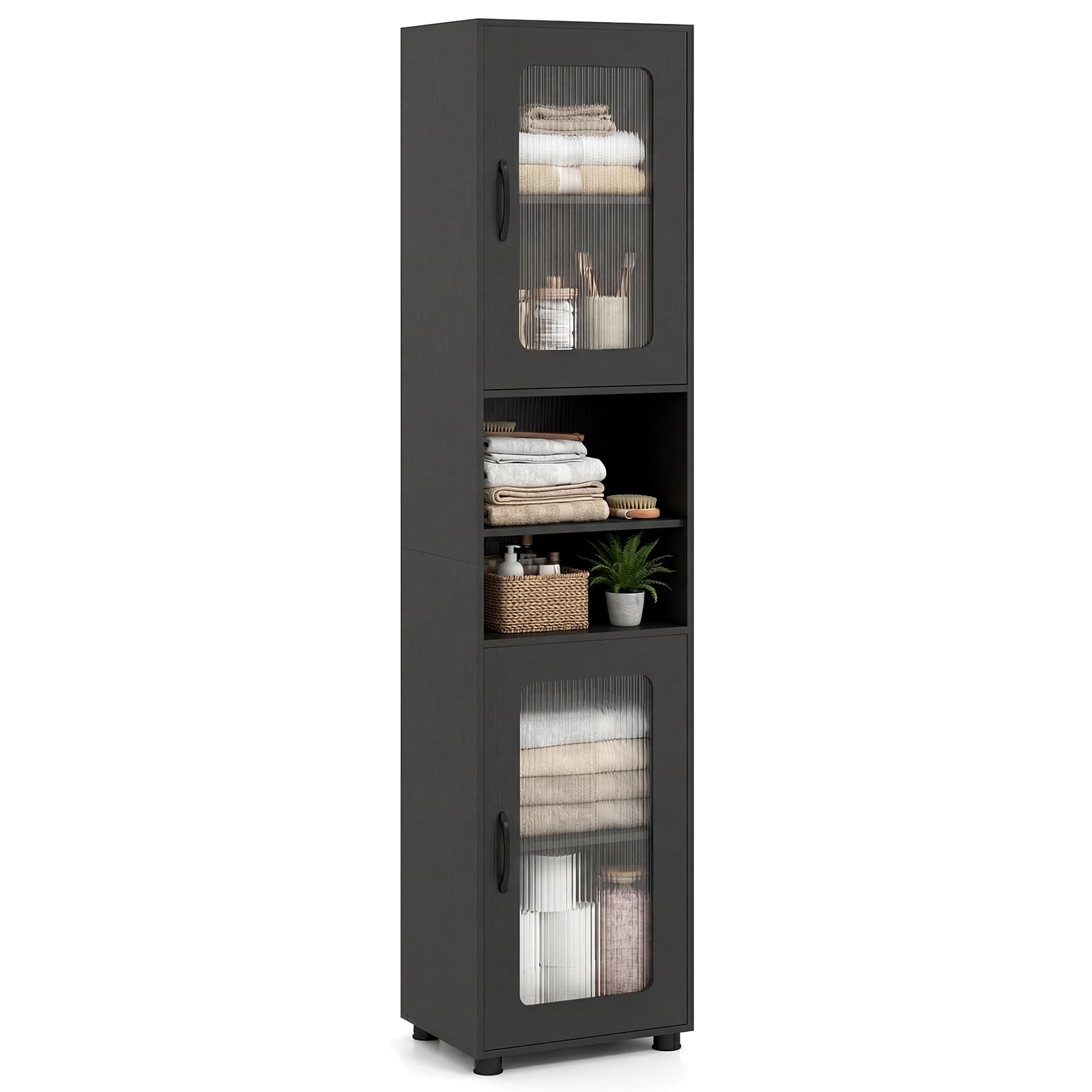 Tangkula 67” Tall Bathroom Cabinet, Slim Floor Storage Cabinet
